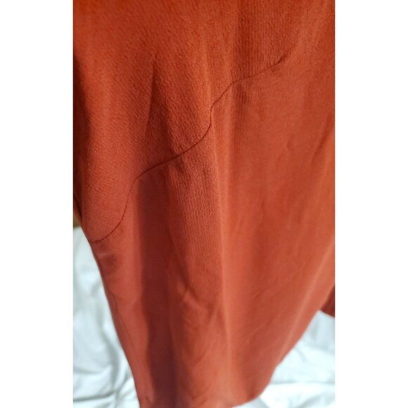 Eileen Fisher Burgundy Silk Button Up Long Sleeve Blouse 2X Office Career Formal - Picture 8 of 16